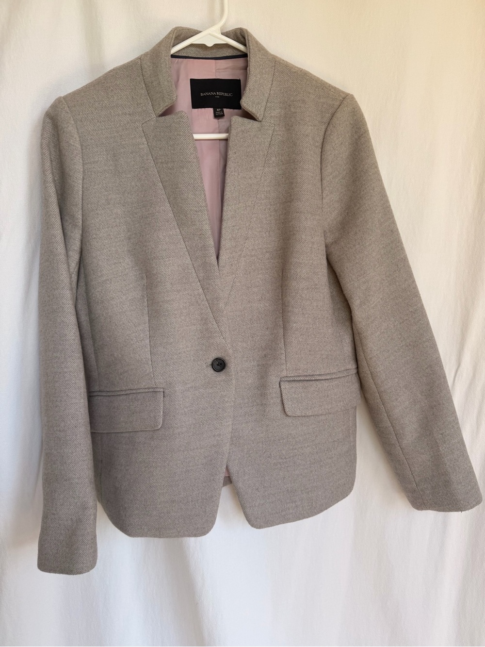 Banana Republic Women's Light Taupe Single-Button Blazer with Pink Lining